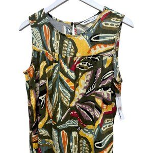 Sonoma Sleeveless Top Medium Tropical Green Cotton Rayon Womens Blouse NWT